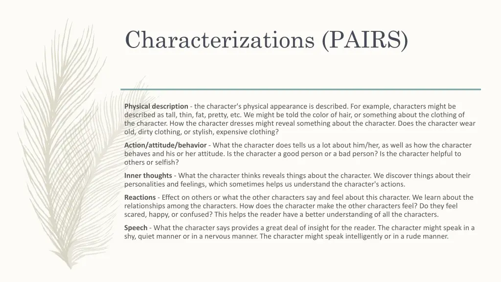 characterizations pairs
