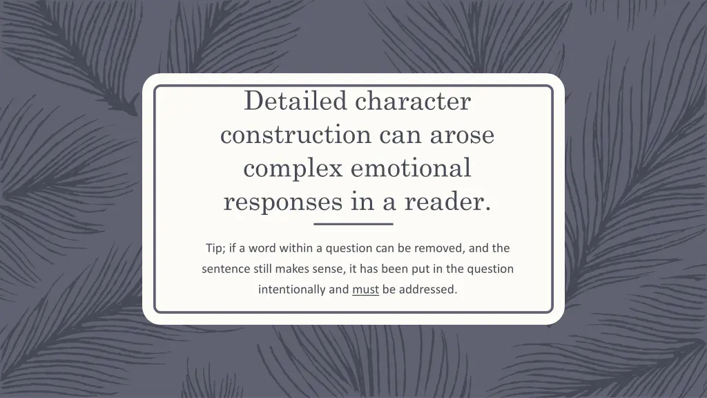 detailed character construction can arose complex