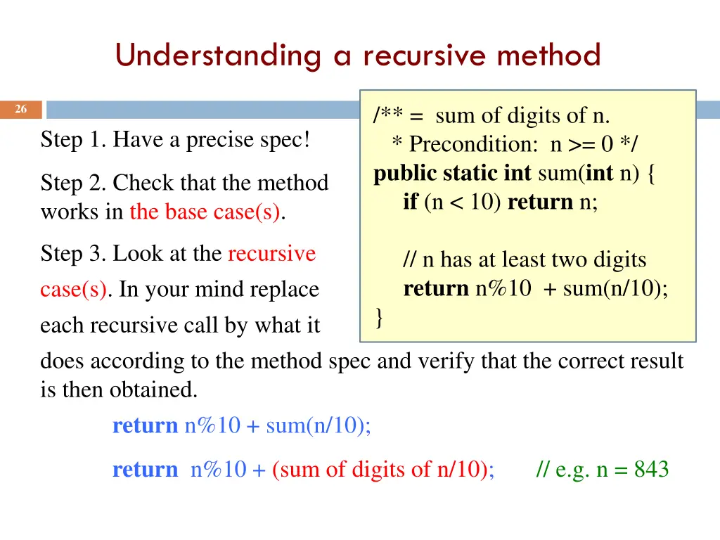 understanding a recursive method 1
