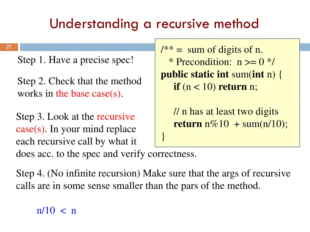understanding a recursive method 2