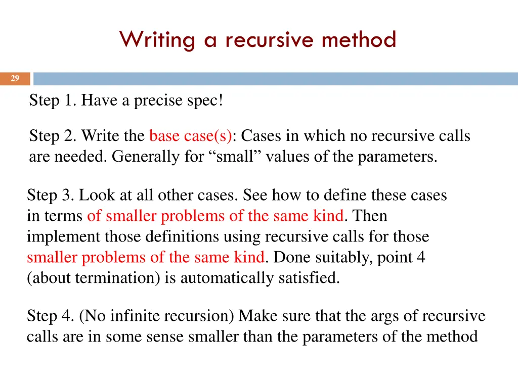 writing a recursive method