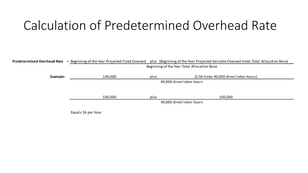 calculation of predetermined overhead rate