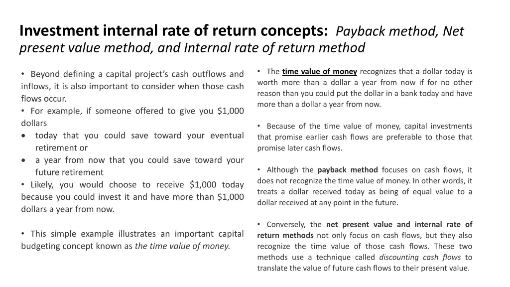 investment internal rate of return concepts 1