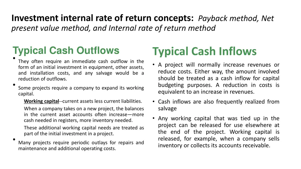 investment internal rate of return concepts