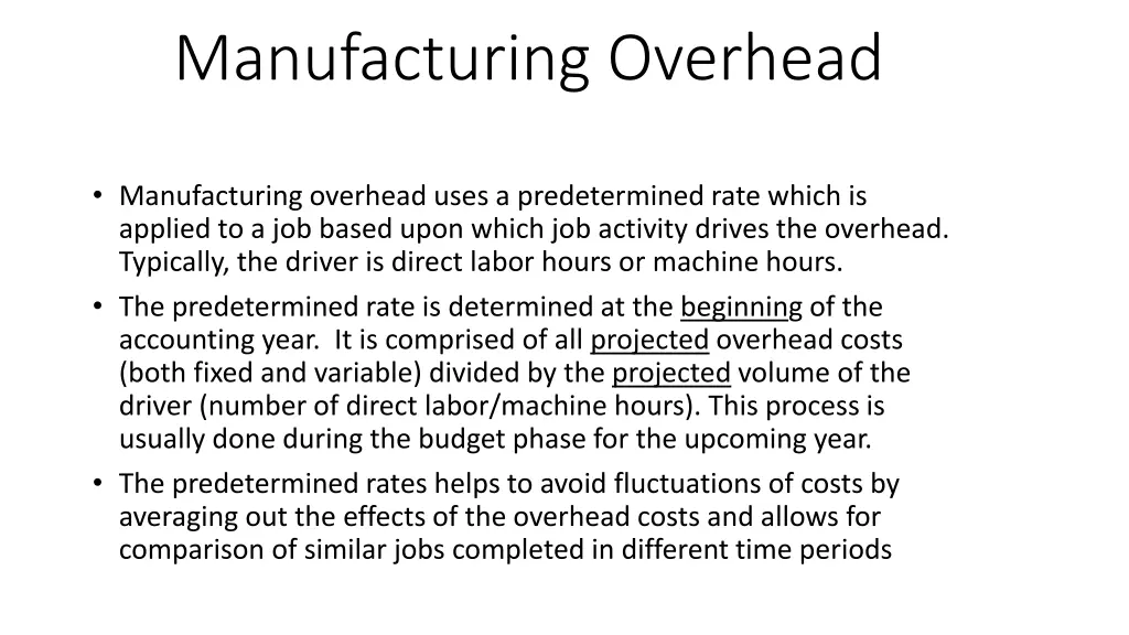 manufacturing overhead