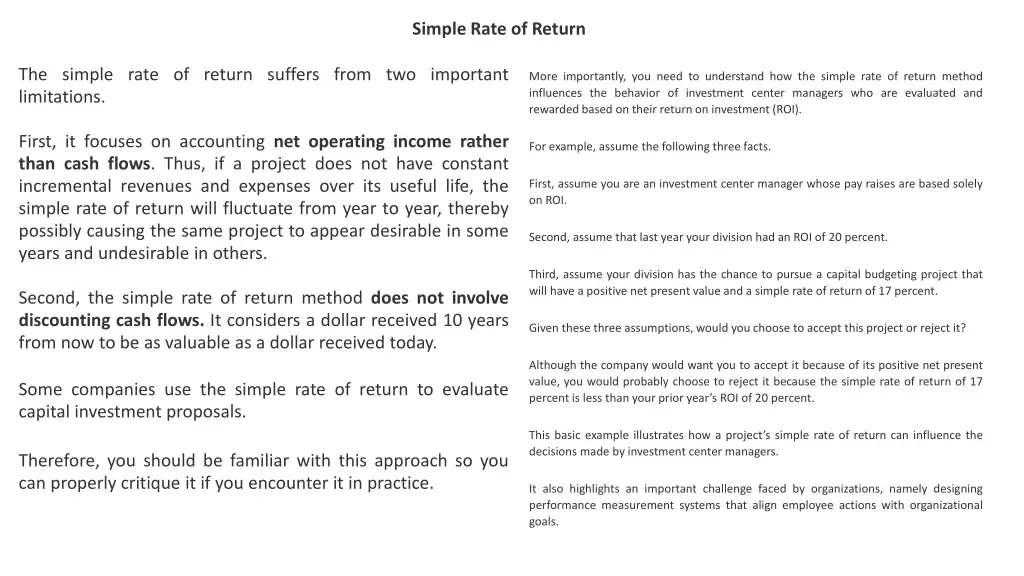simple rate of return