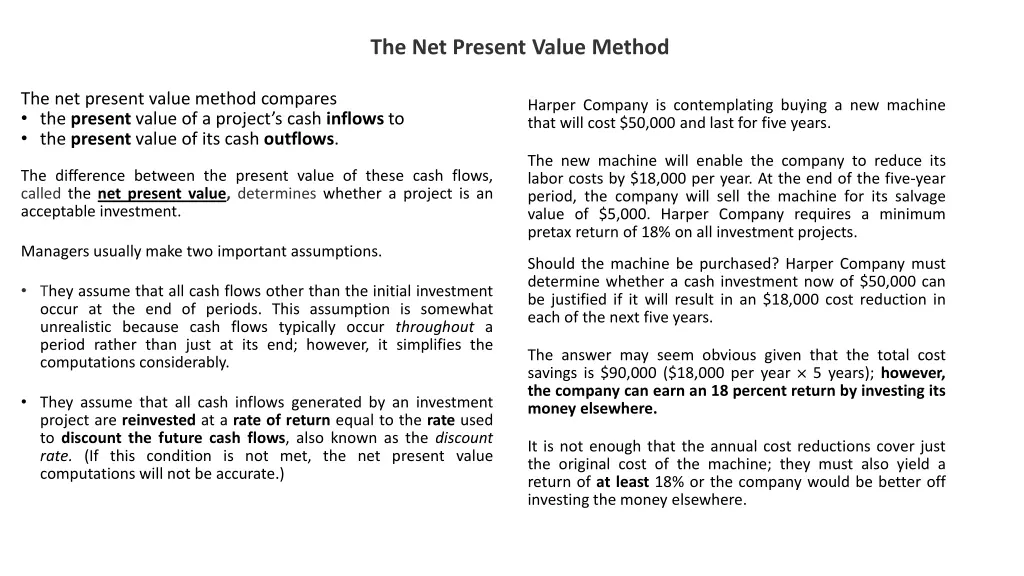 the net present value method