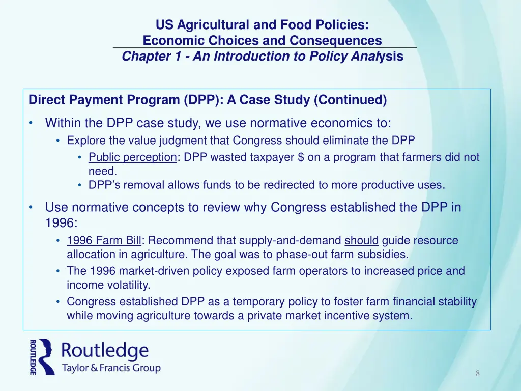us agricultural and food policies economic 7