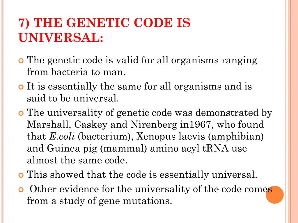 7 the genetic code is universal