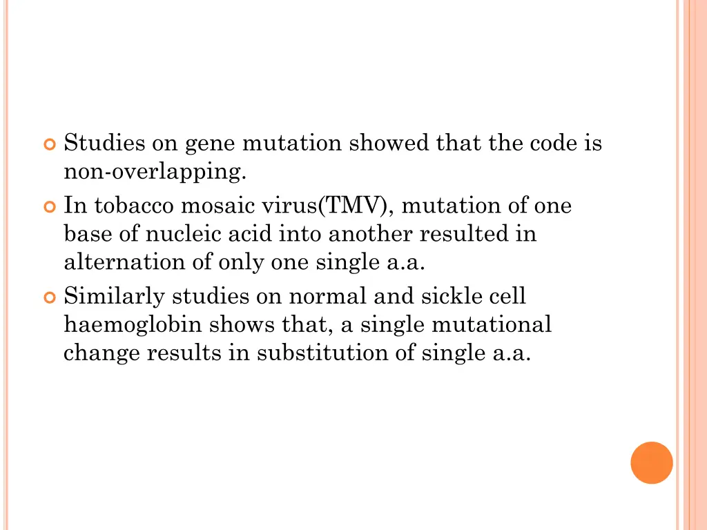 studies on gene mutation showed that the code
