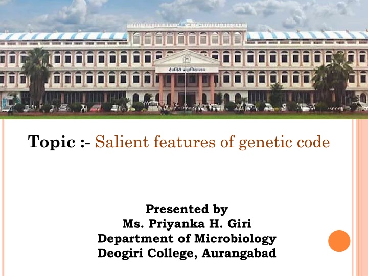topic salient features of genetic code
