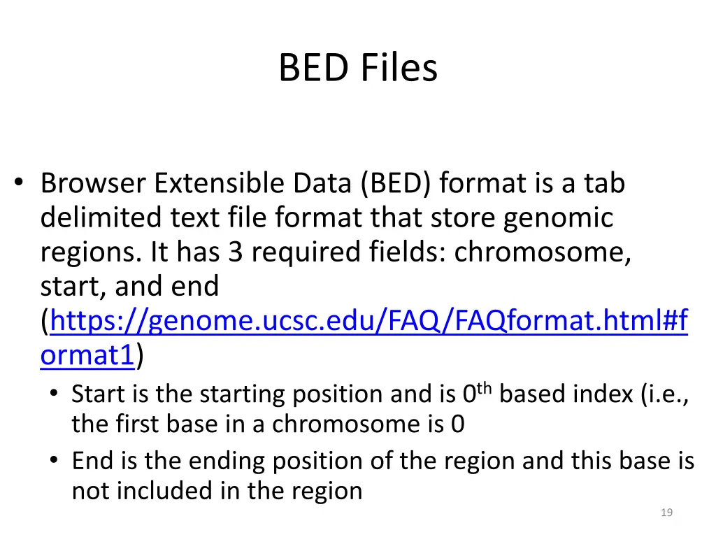 bed files