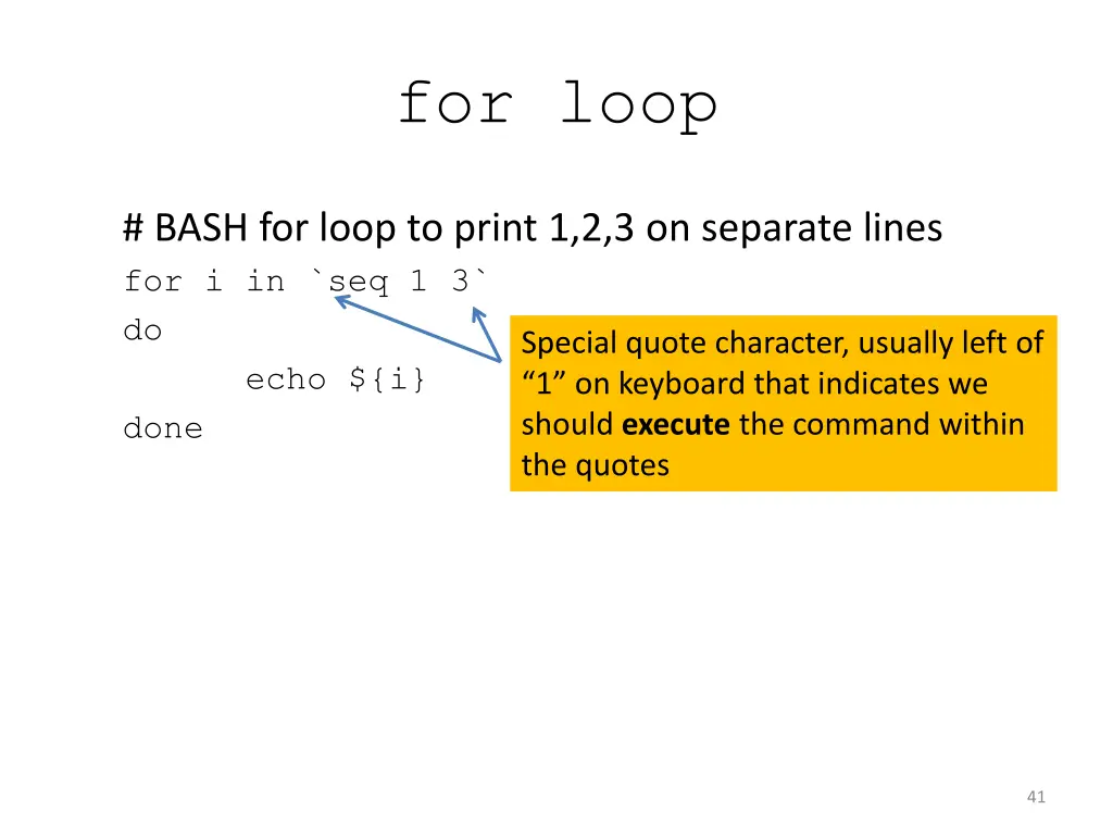 for loop