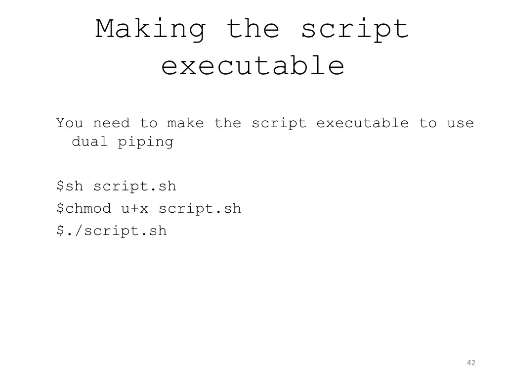 making the script executable