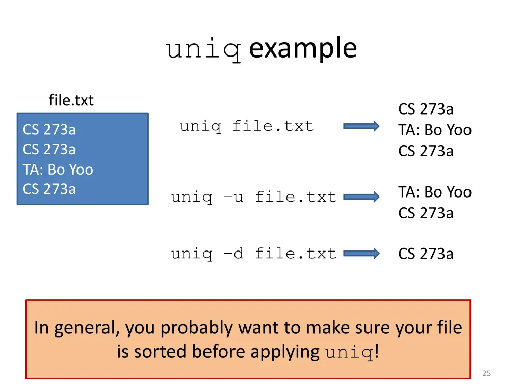 uniq example uniq example