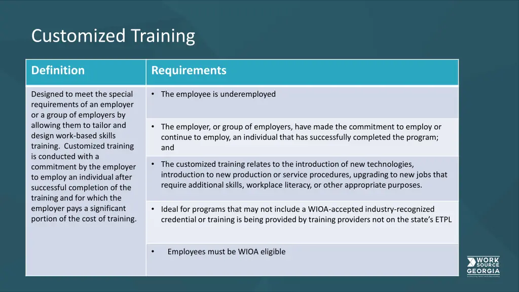 customized training