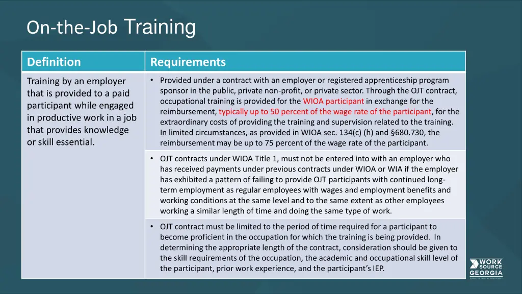 on the job training