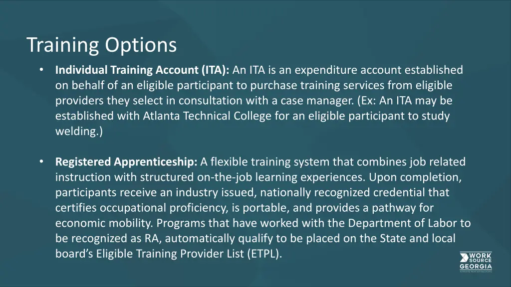 training options individual training account
