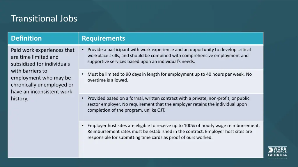transitional jobs