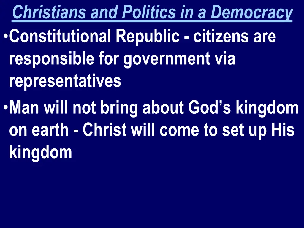christians and politics in a democracy