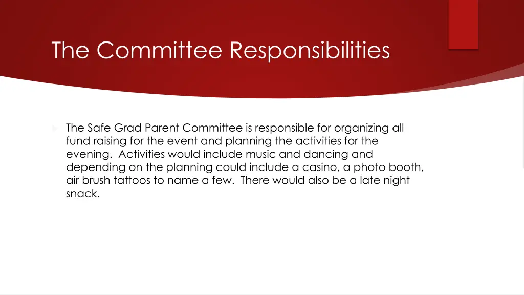 the committee responsibilities