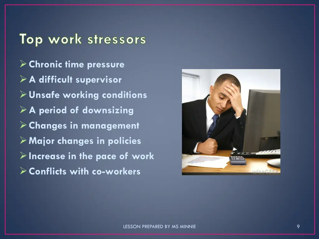 top work stressors