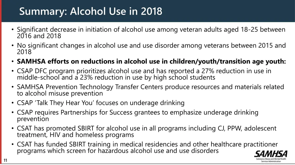 summary alcohol use in 2018
