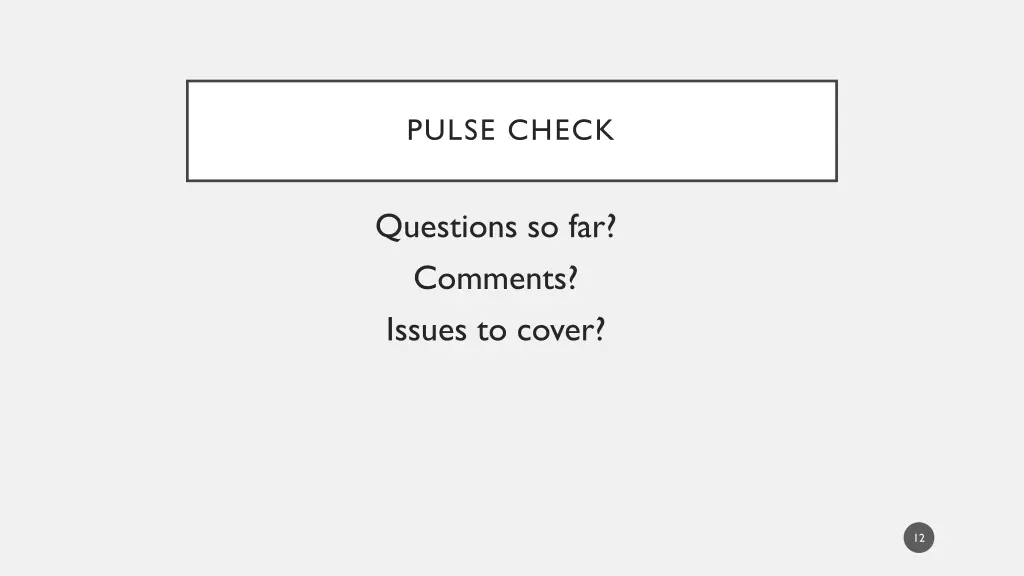 pulse check