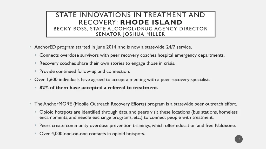 state innovations in treatment and recovery rhode