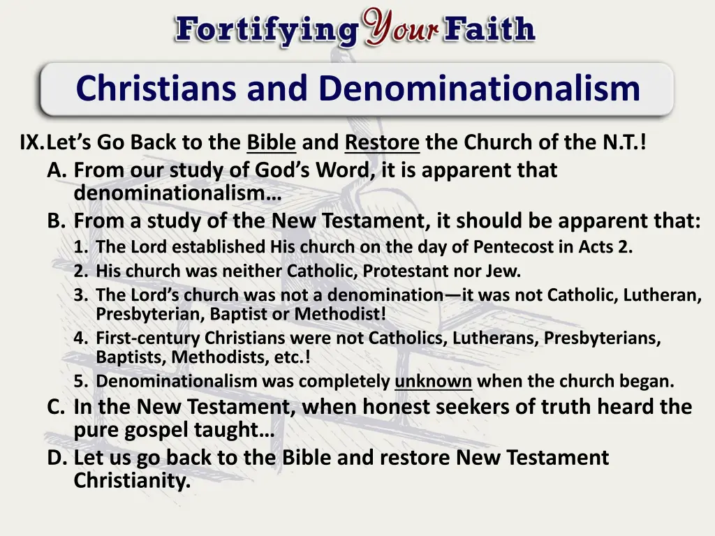 christians and denominationalism 13