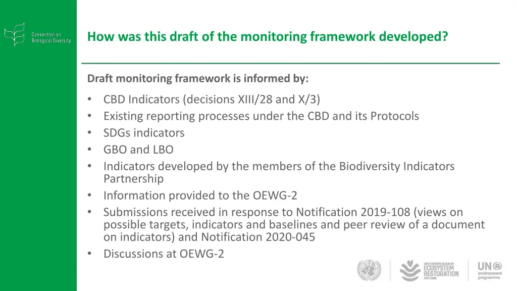 how was this draft of the monitoring framework
