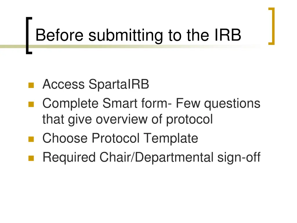 before submitting to the irb