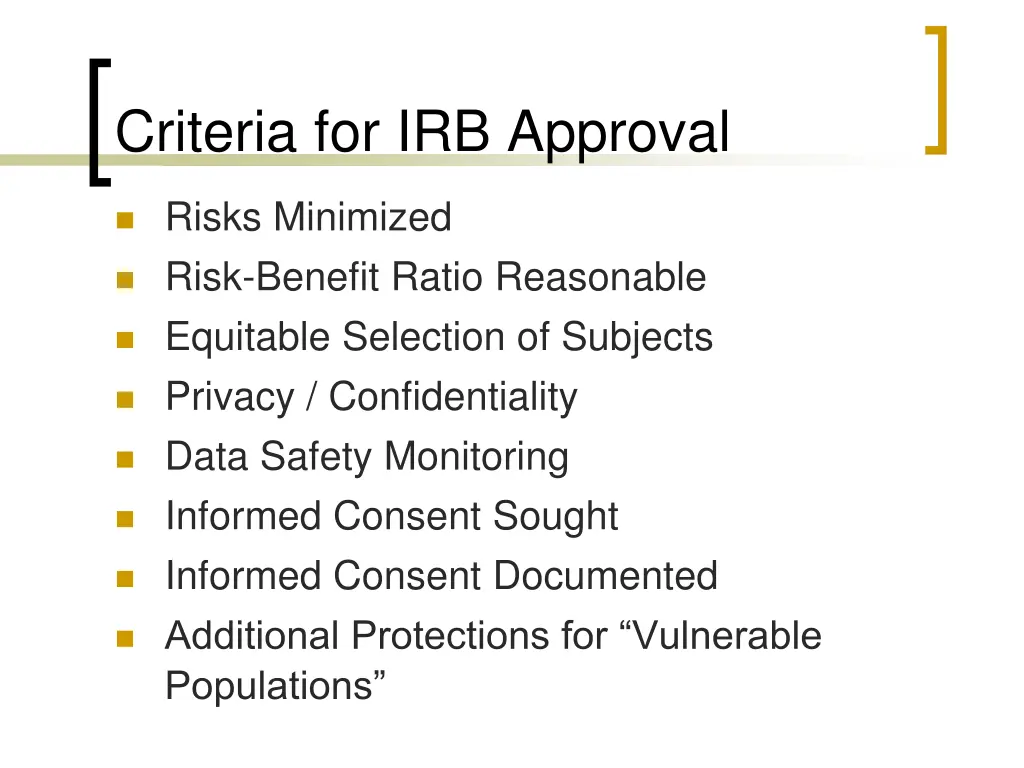 criteria for irb approval