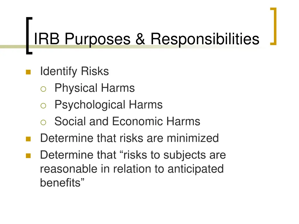 irb purposes responsibilities