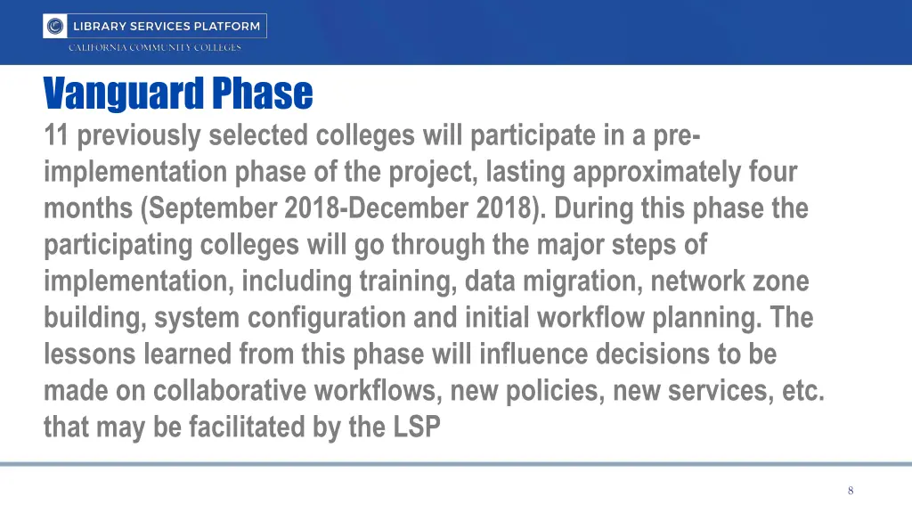 vanguard phase 11 previously selected colleges
