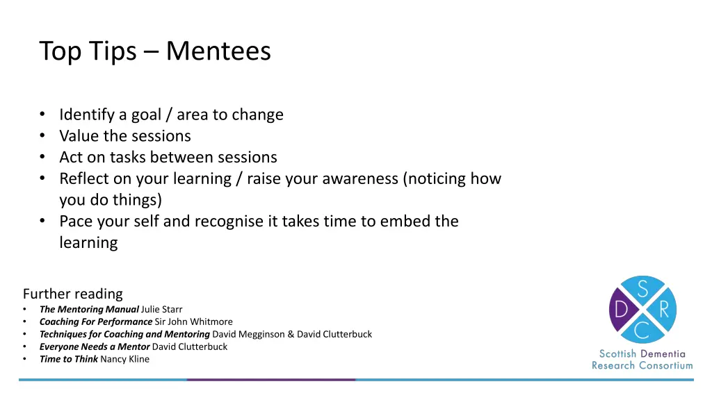 top tips mentees identify a goal area to change