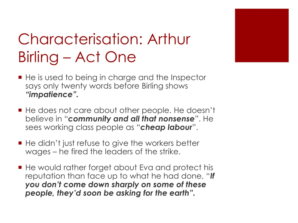 characterisation arthur birling act one 2