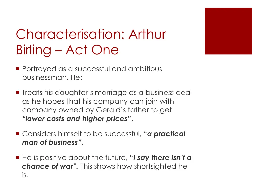 characterisation arthur birling act one