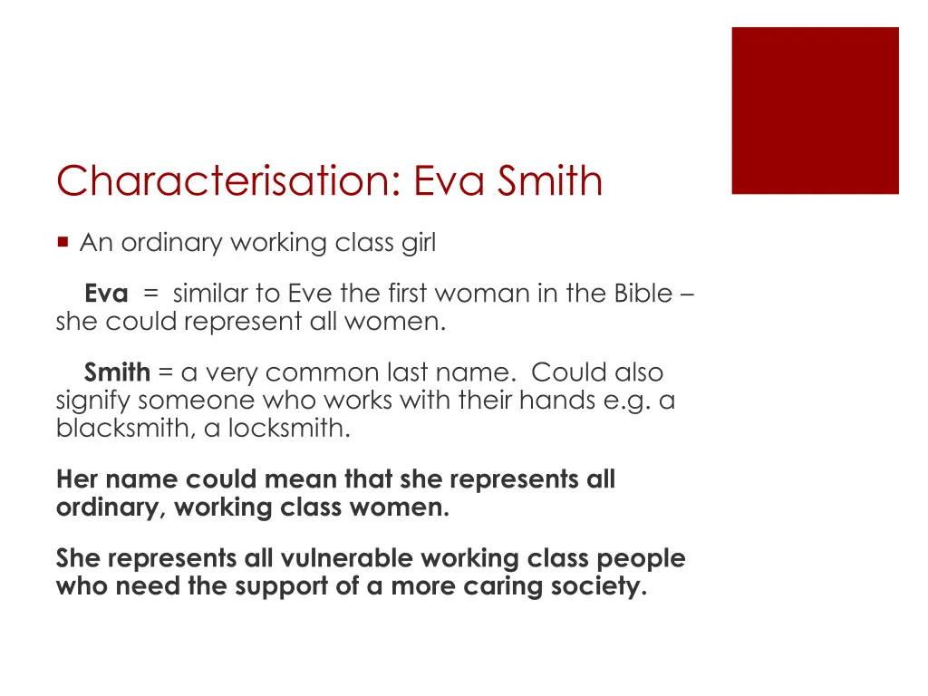 characterisation eva smith 1