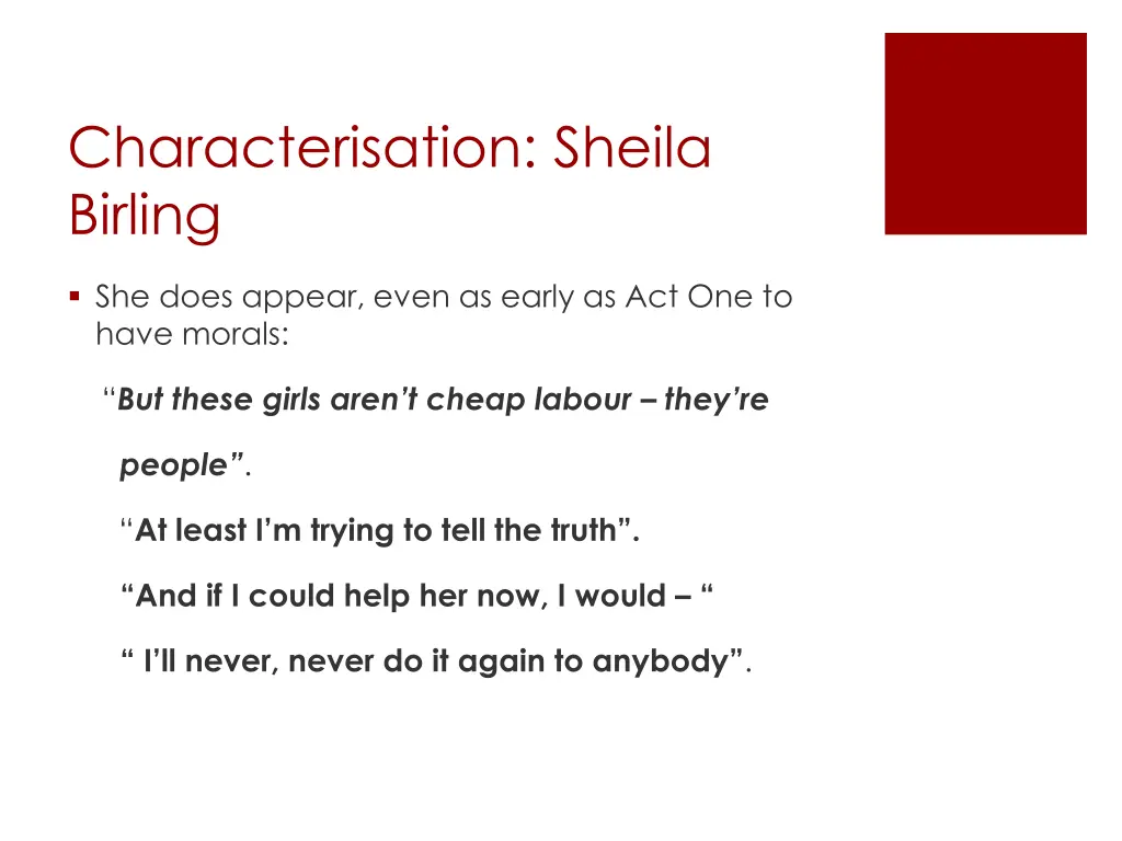 characterisation sheila birling 3