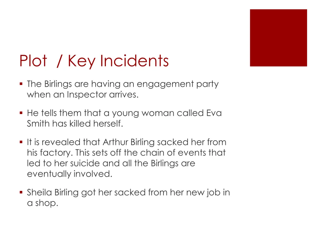 plot key incidents
