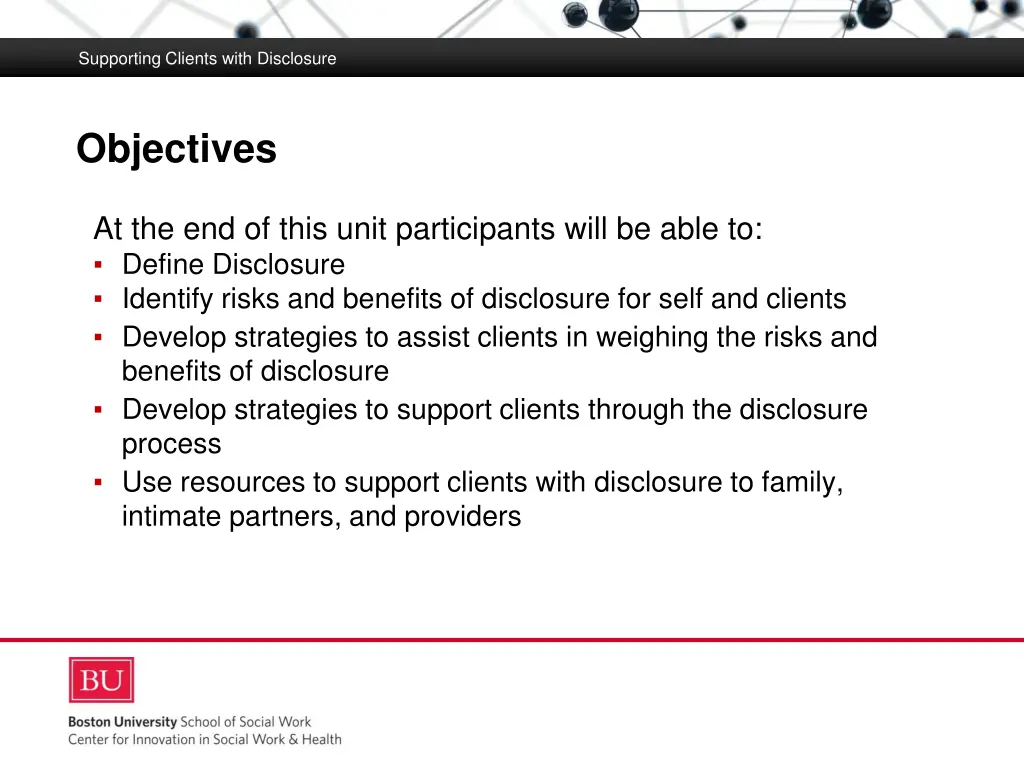 supporting clients with disclosure 1