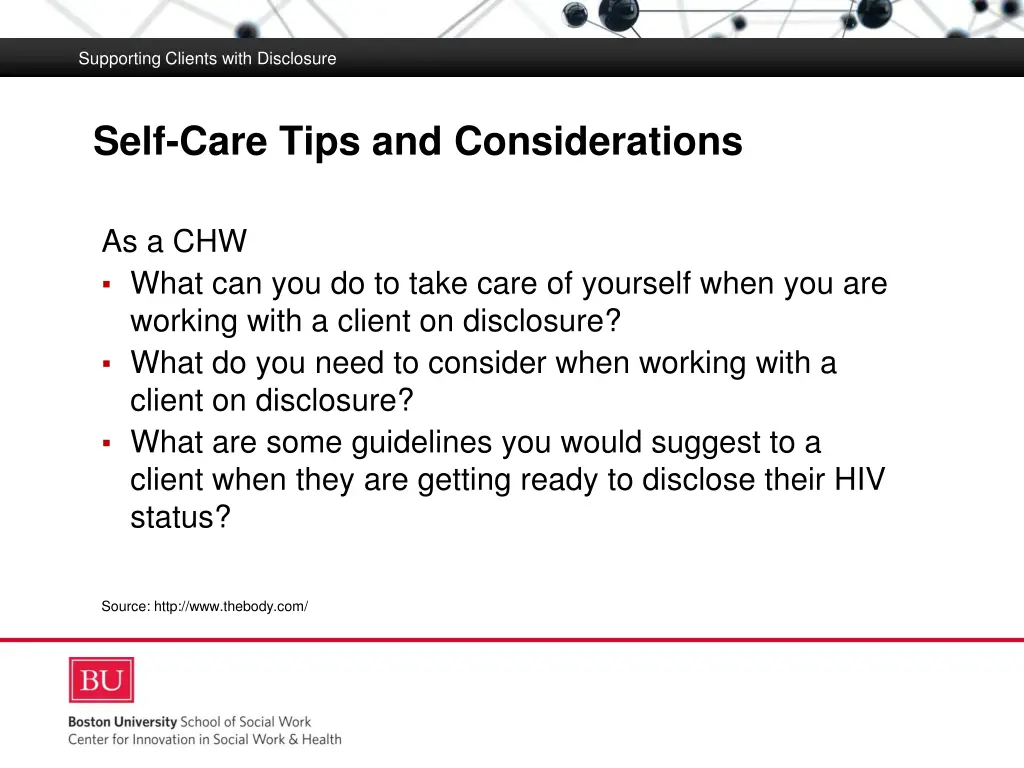 supporting clients with disclosure 10
