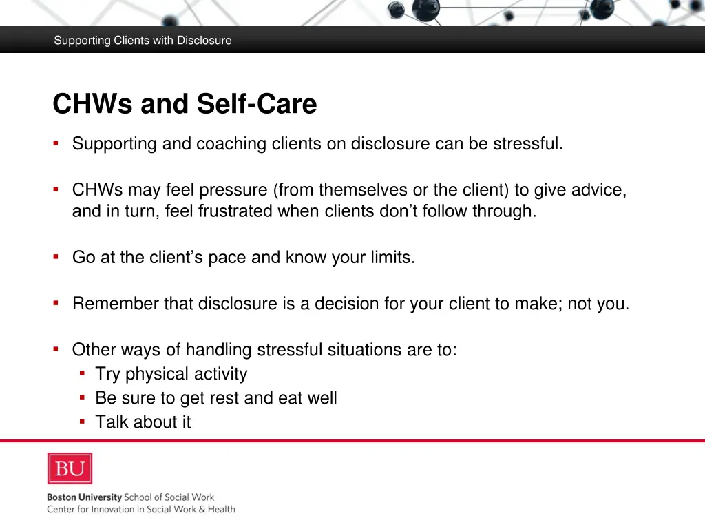 supporting clients with disclosure 11