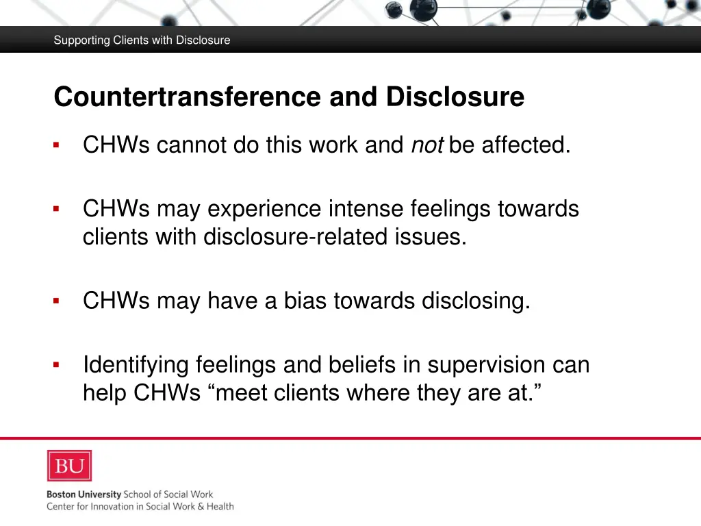 supporting clients with disclosure 16