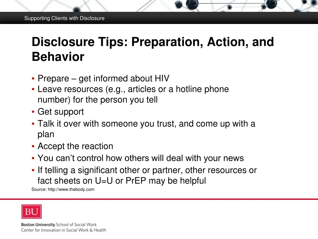 supporting clients with disclosure 8