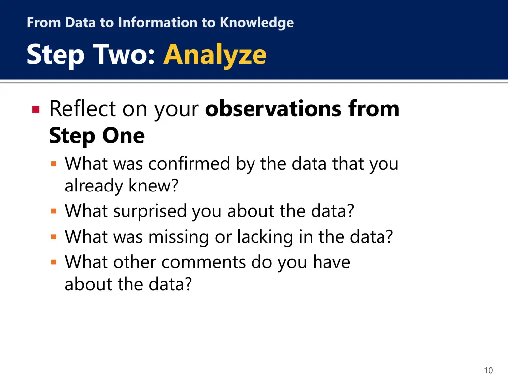 from data to information to knowledge step 4