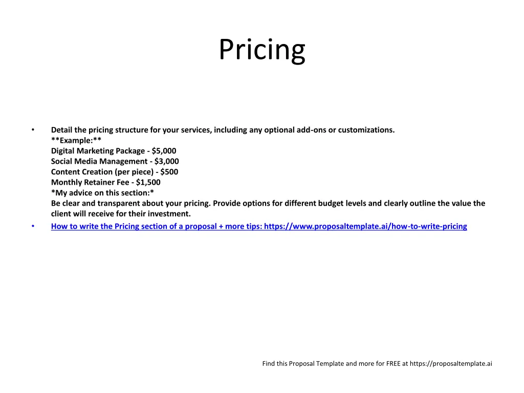 pricing
