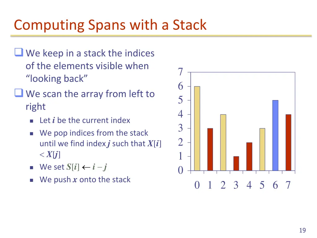 computing spans with a stack