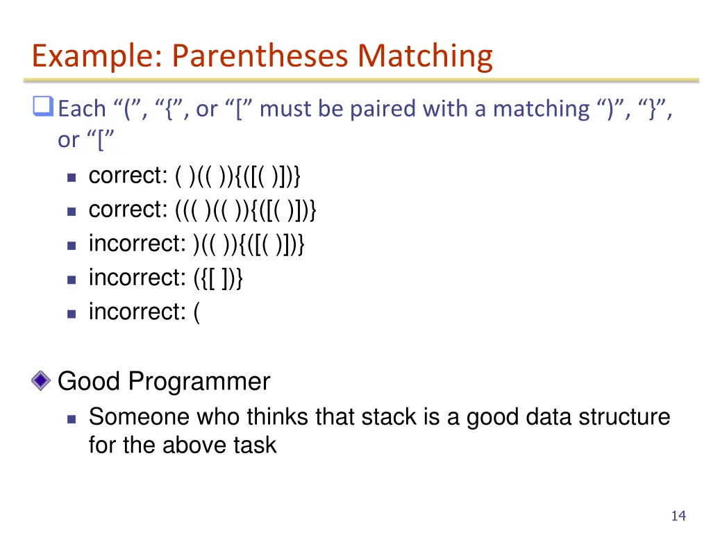 example parentheses matching